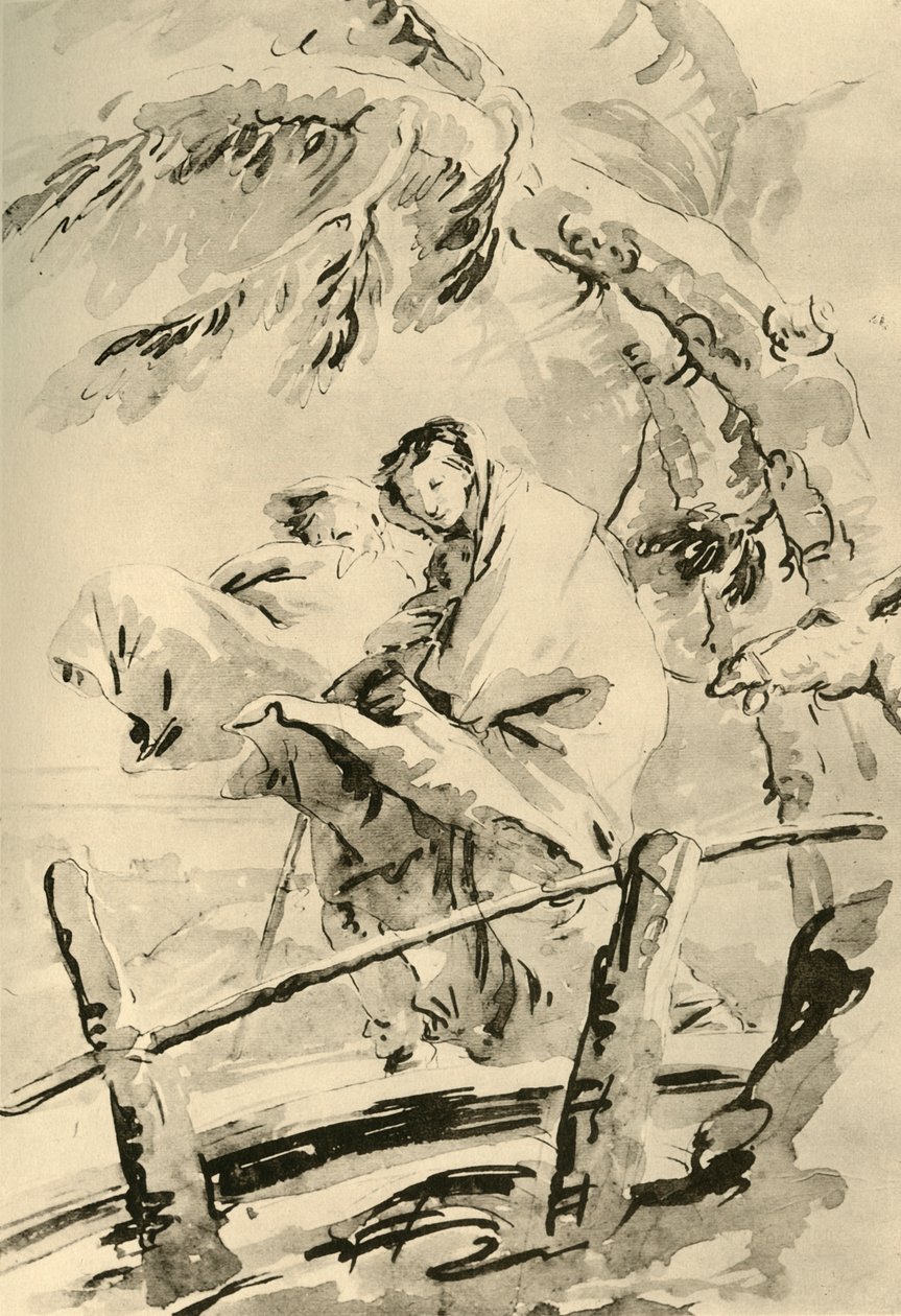 Fly til Egypt, før 1752, 1928 av Giovanni Battista Tiepolo