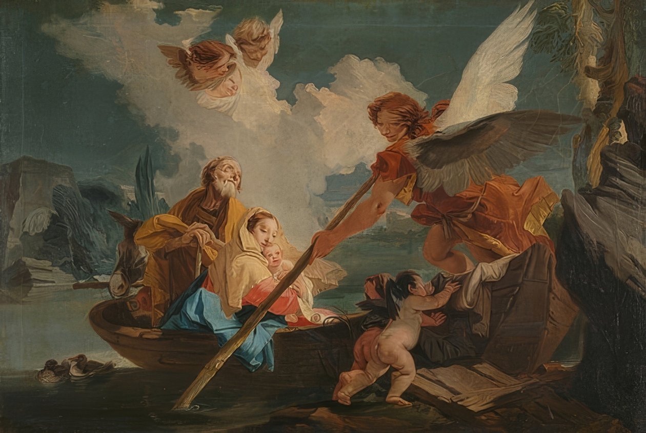 Flukt til Egypt. 1750-1810 av Giovanni Battista Tiepolo