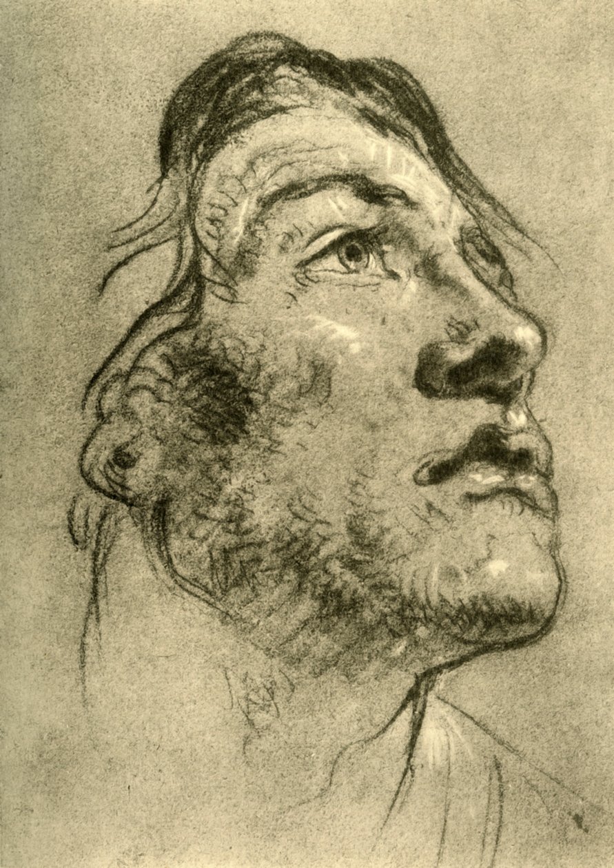 Leder for en ung mann, nesten i profil og ser opp, midten av 1700-tallet, 1928 av Giovanni Battista Tiepolo