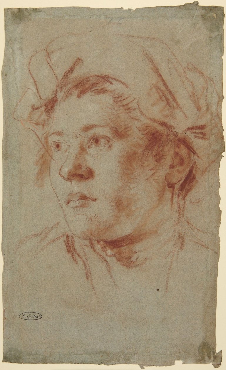 Hode av en ung mann med hatt av Giovanni Battista Tiepolo