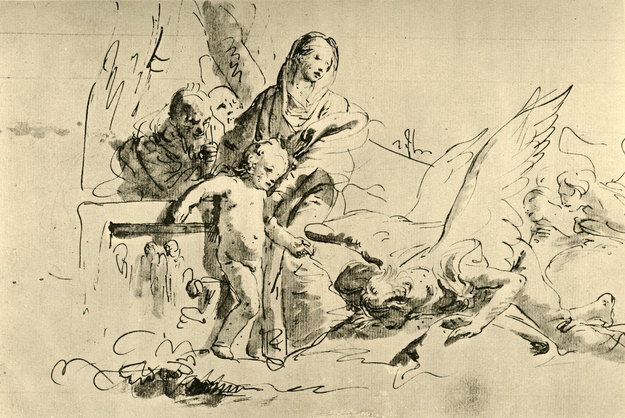 Holy Family and Angels, midten av 1700-tallet, 1928 av Giovanni Battista Tiepolo