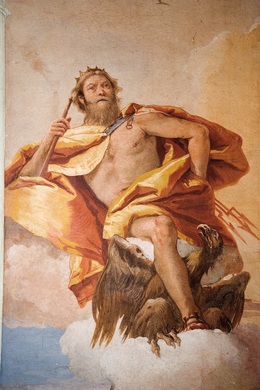 Jove the Thunderer with Eagle, fra Room of Olympian Deities in the Foresteria (Guesthouse) 1757 av Giovanni Battista Tiepolo