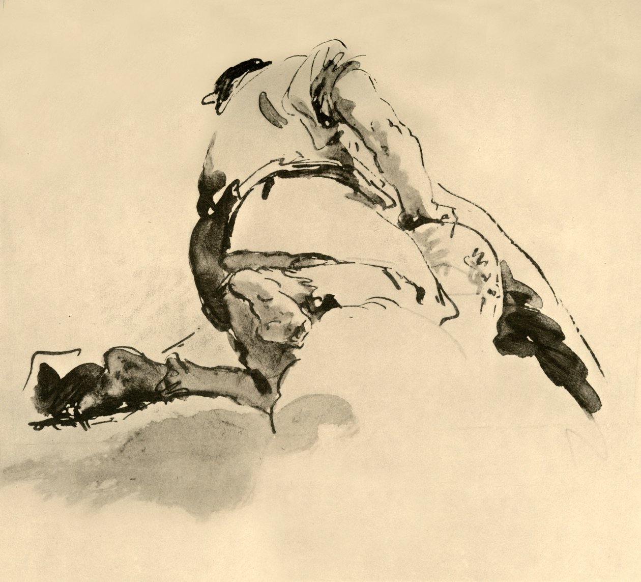 Knestående figur sett bakfra, midten av 1700-tallet, 1928 av Giovanni Battista Tiepolo
