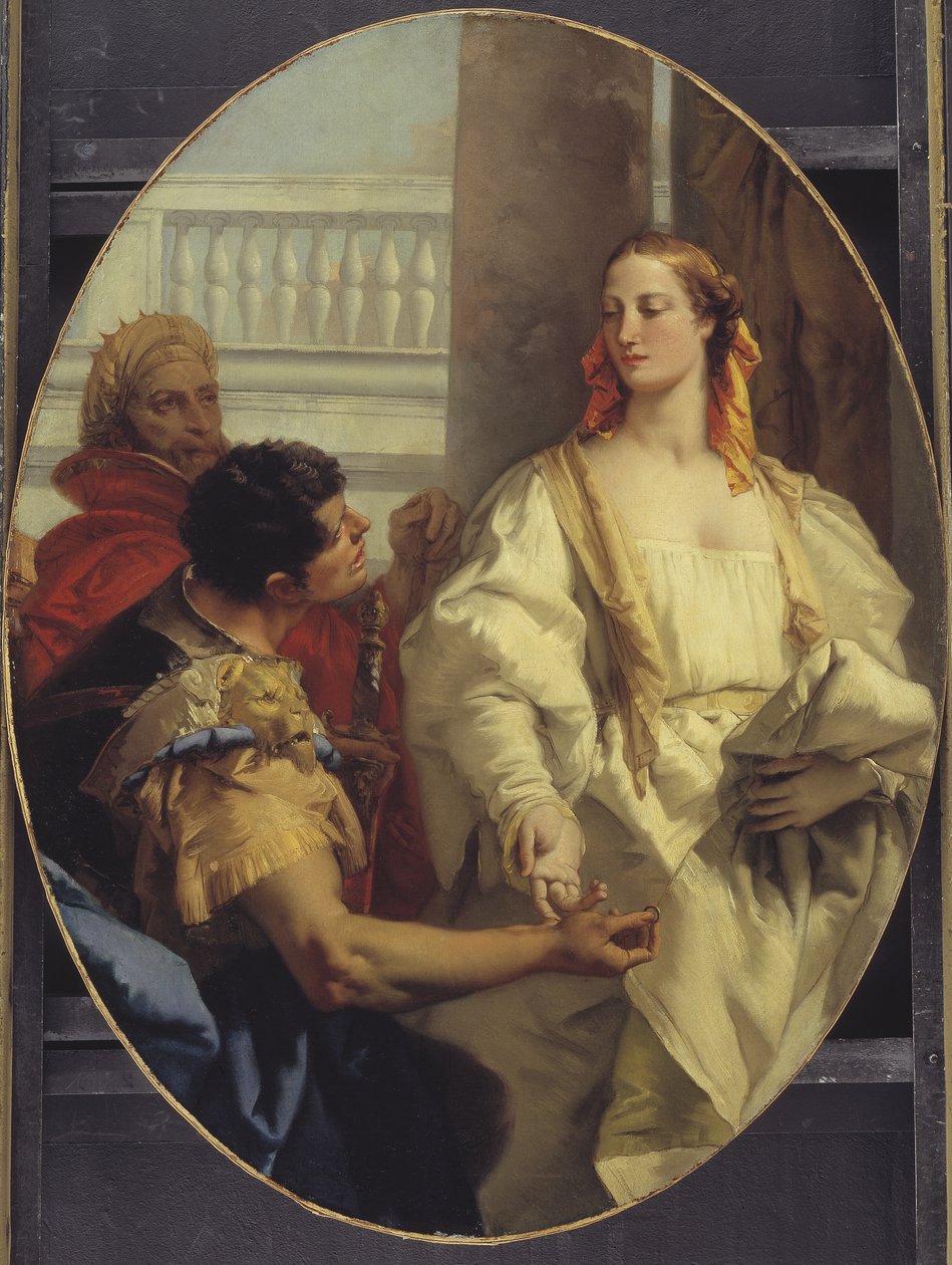 Latinus tilbyr sin datter Lavinia til Aeneas i ekteskap av Giovanni Battista Tiepolo