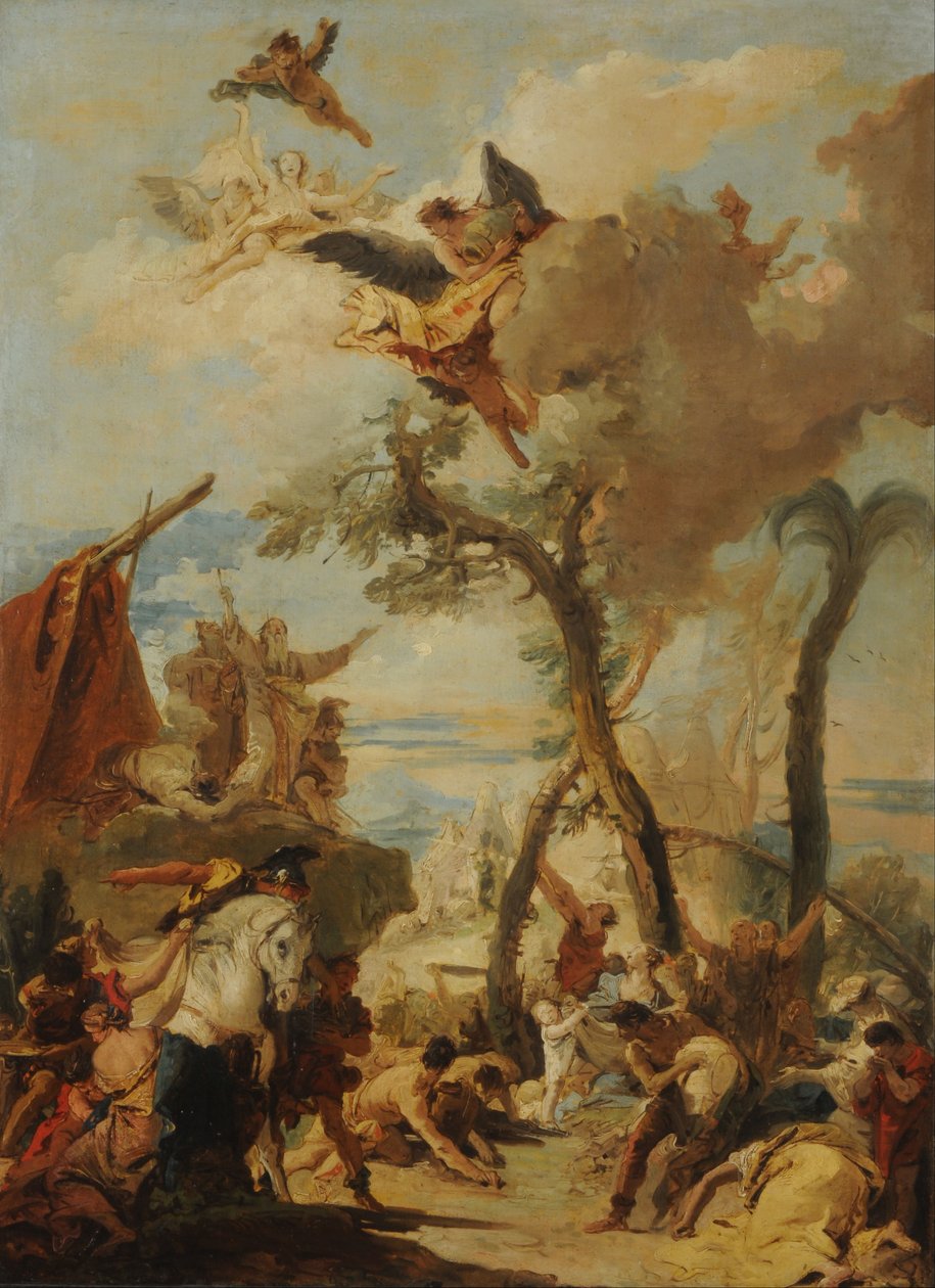 Hebreerne samler manna i villmarken (skisse) av Giovanni Battista Tiepolo