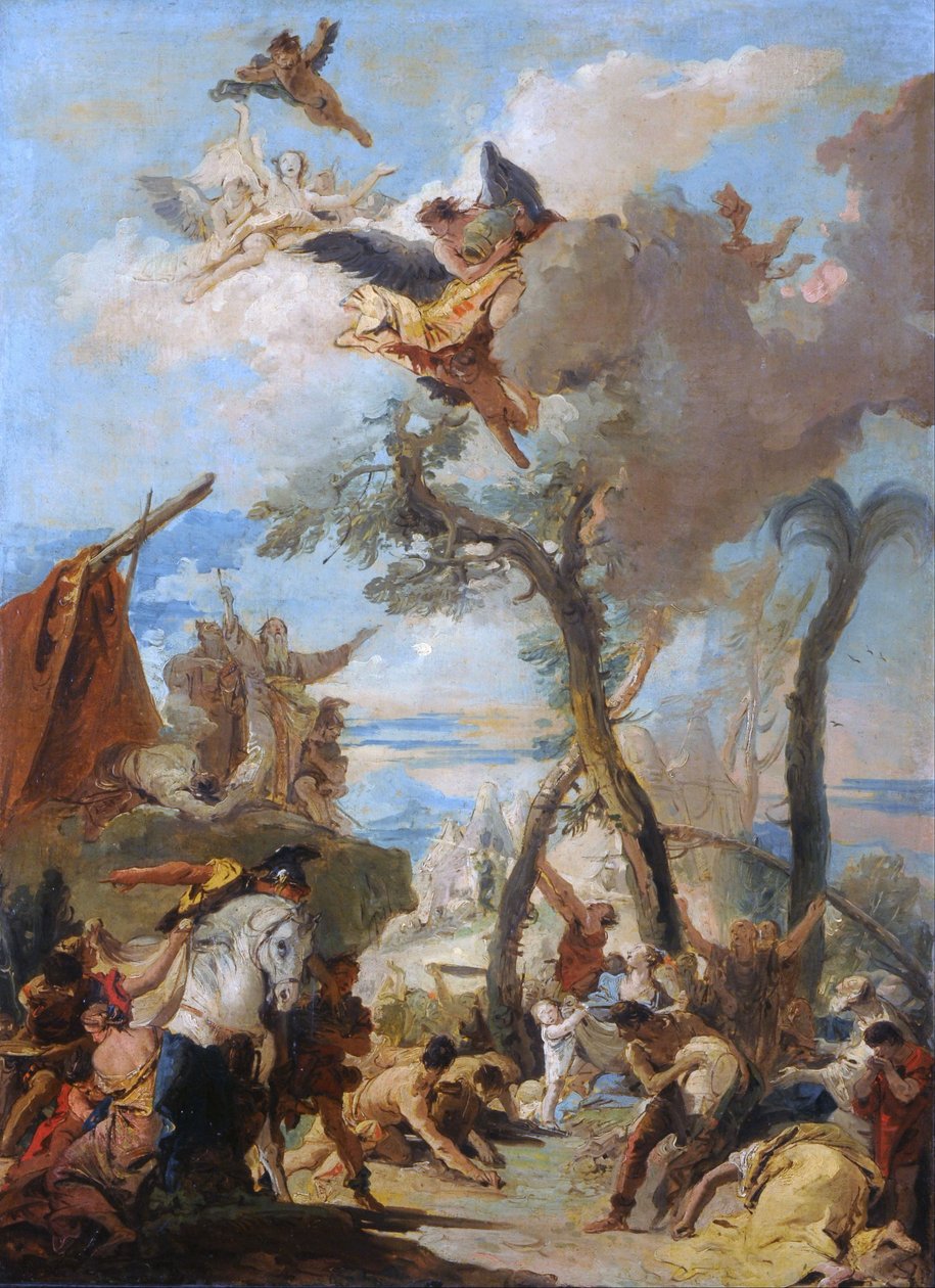Hebreerne samler manna i villmarken (skisse) av Giovanni Battista Tiepolo