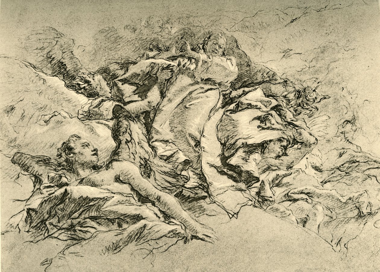 Madonna i skyer omgitt av engler, c1754, 1928 av Giovanni Battista Tiepolo