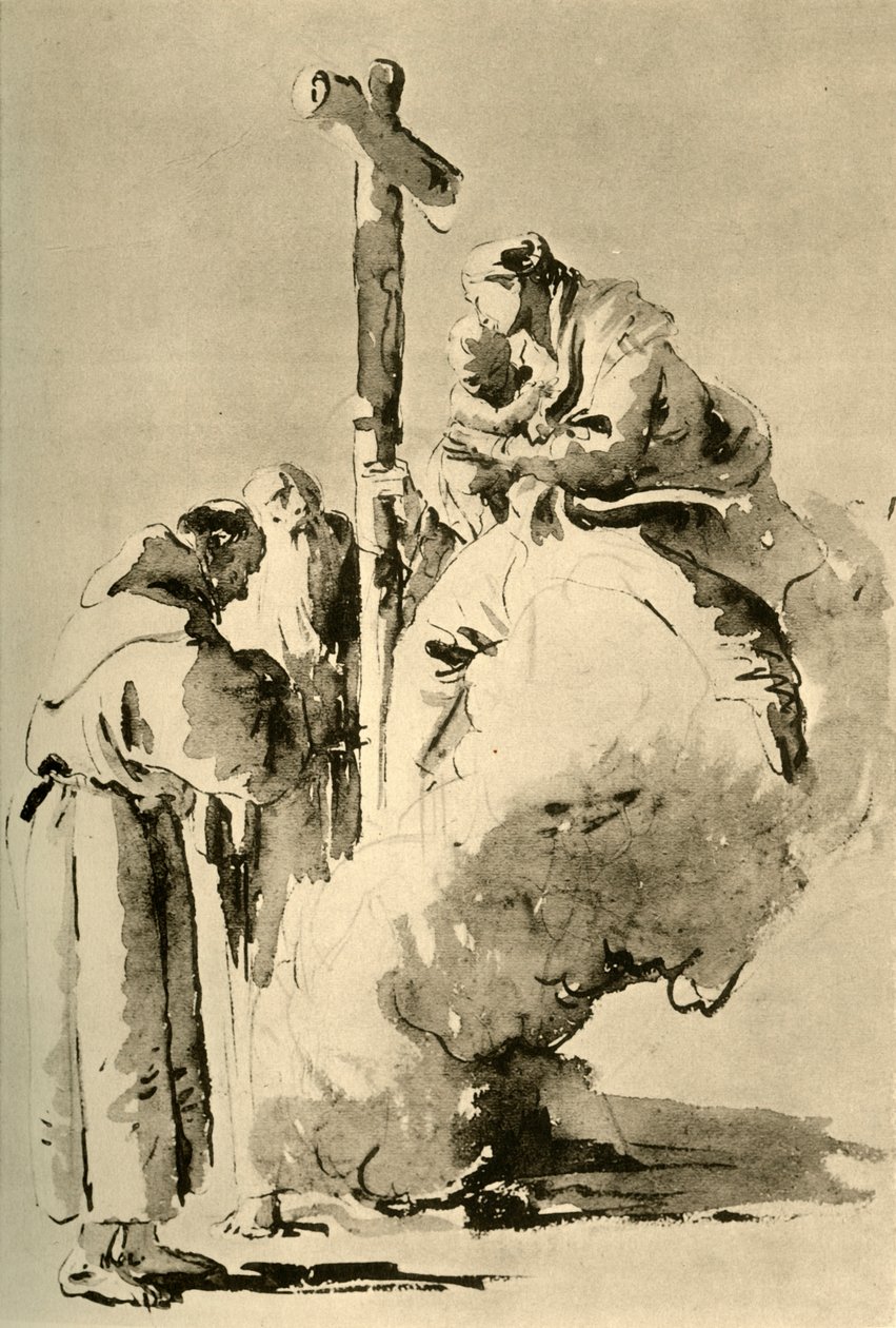 Madonna med to hellige munker, midten av 1700-tallet, 1928 av Giovanni Battista Tiepolo