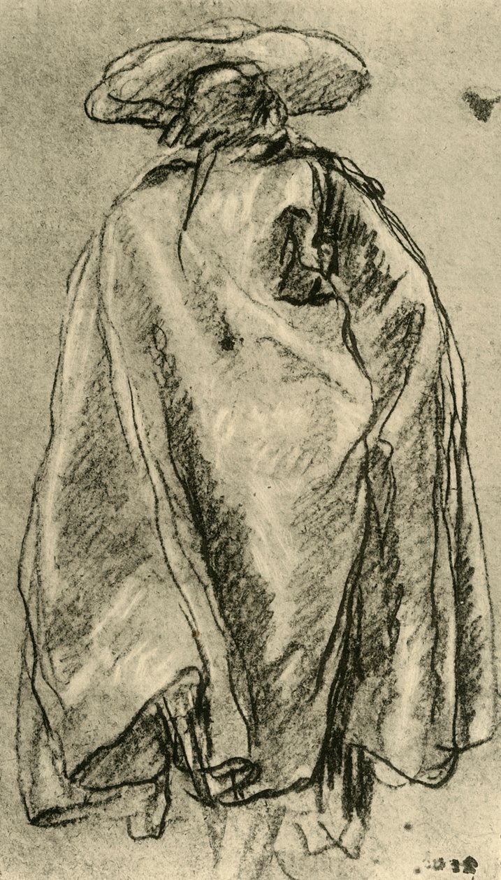 Mann i en stor kappe sett bakfra, 1752, 1928 av Giovanni Battista Tiepolo