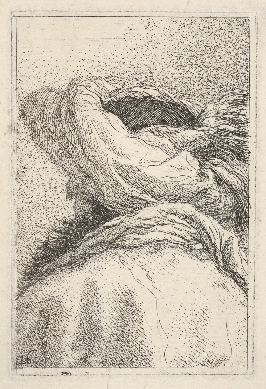 Mann i turban, avbildet i bystelengdeformat bakfra i trekvart sett, fr..., ca. 1770. av Giovanni Battista Tiepolo