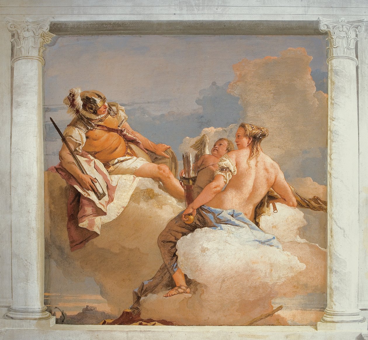 Mars og Venus, fra Room of Olympian Deities in the Foresteria (gjestehus) 1757 av Giovanni Battista Tiepolo