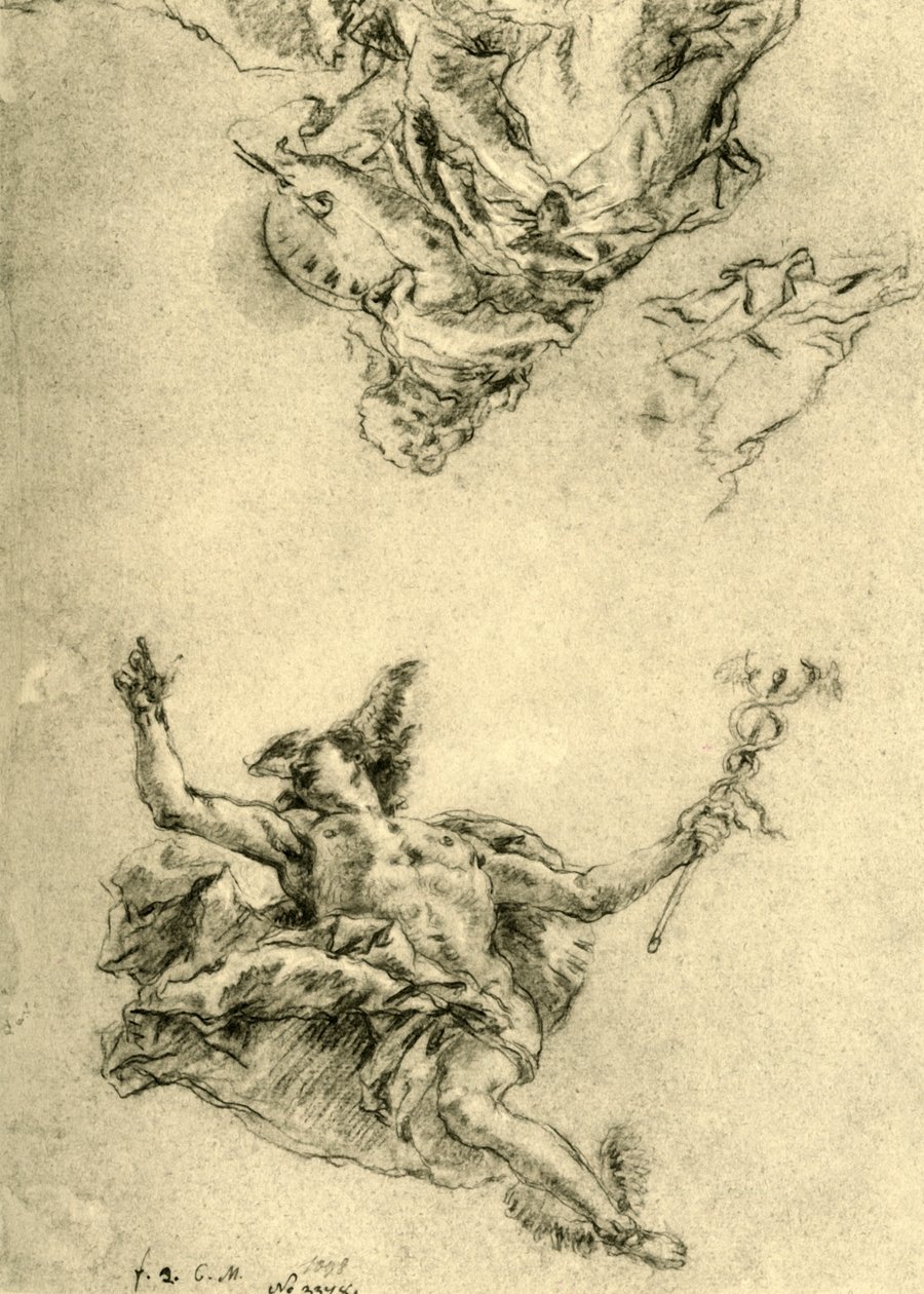Merkur og maleri, 1752-1753, 1928 av Giovanni Battista Tiepolo
