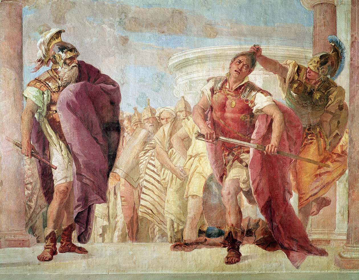Minerva hindrer Achilles i å drepe Agamemnon, fra 'Iliaden' av Homer, 1757 av Giovanni Battista Tiepolo