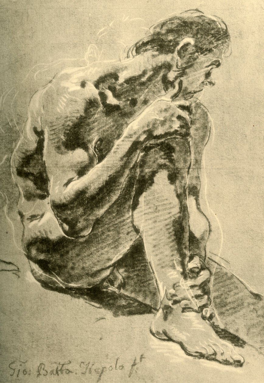 Sittende naken, 1715-1716, 1928 av Giovanni Battista Tiepolo