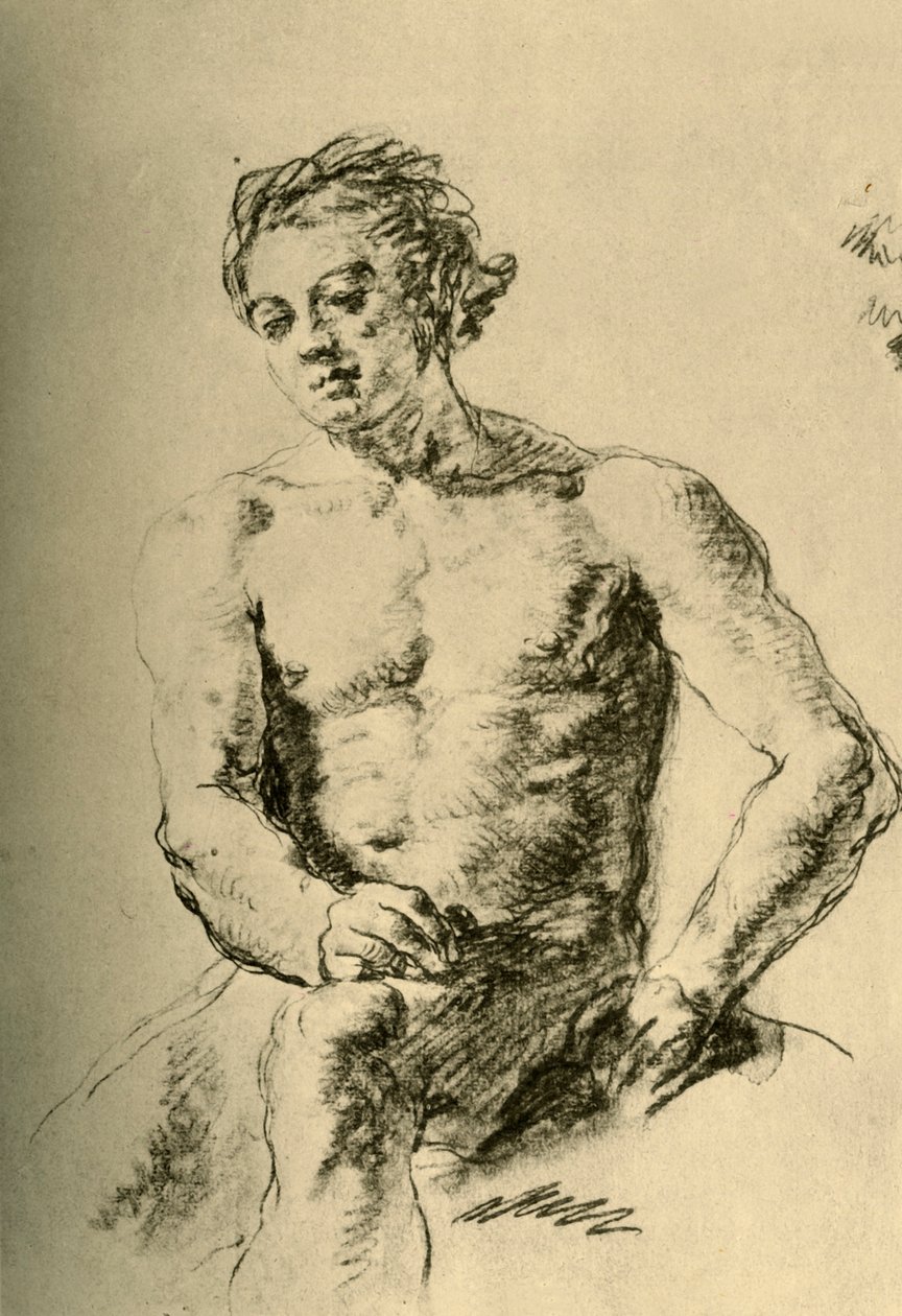 Sittende naken, midten av 1700-tallet, 1928 av Giovanni Battista Tiepolo