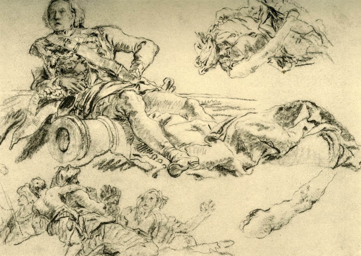 Offiser slo leir ved siden av en kanon, 1752-1753, 1928 av Giovanni Battista Tiepolo