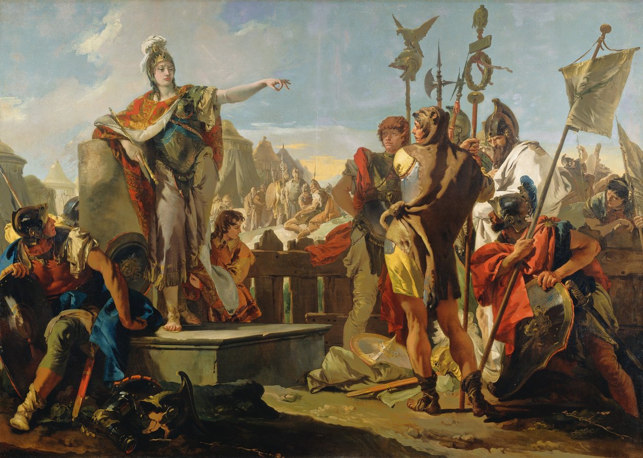 Dronning Zenobia henvender seg til sine soldater, 17251730. av Giovanni Battista Tiepolo