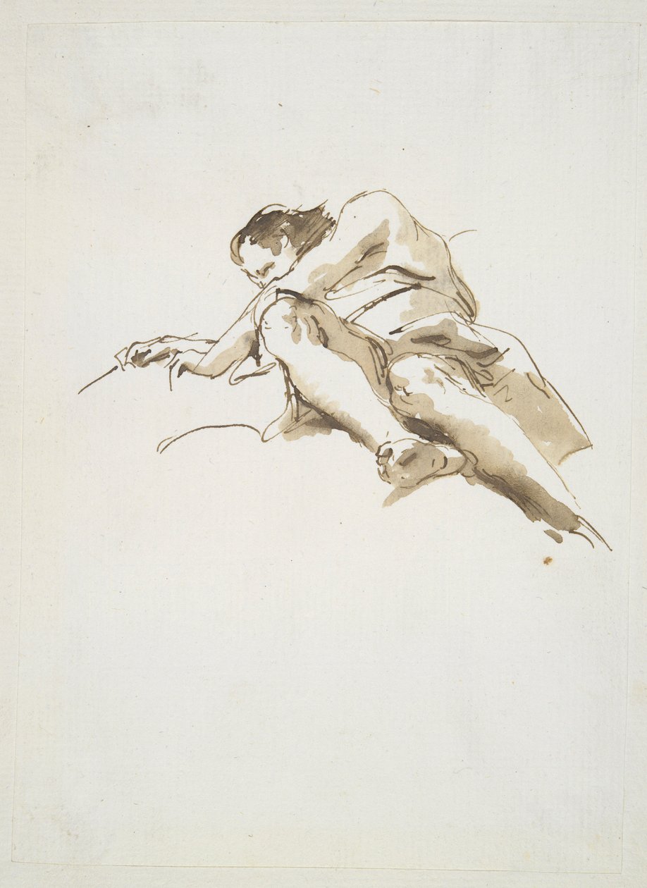 Tilbakelent mannsfigur sett nedenfra av Giovanni Battista Tiepolo