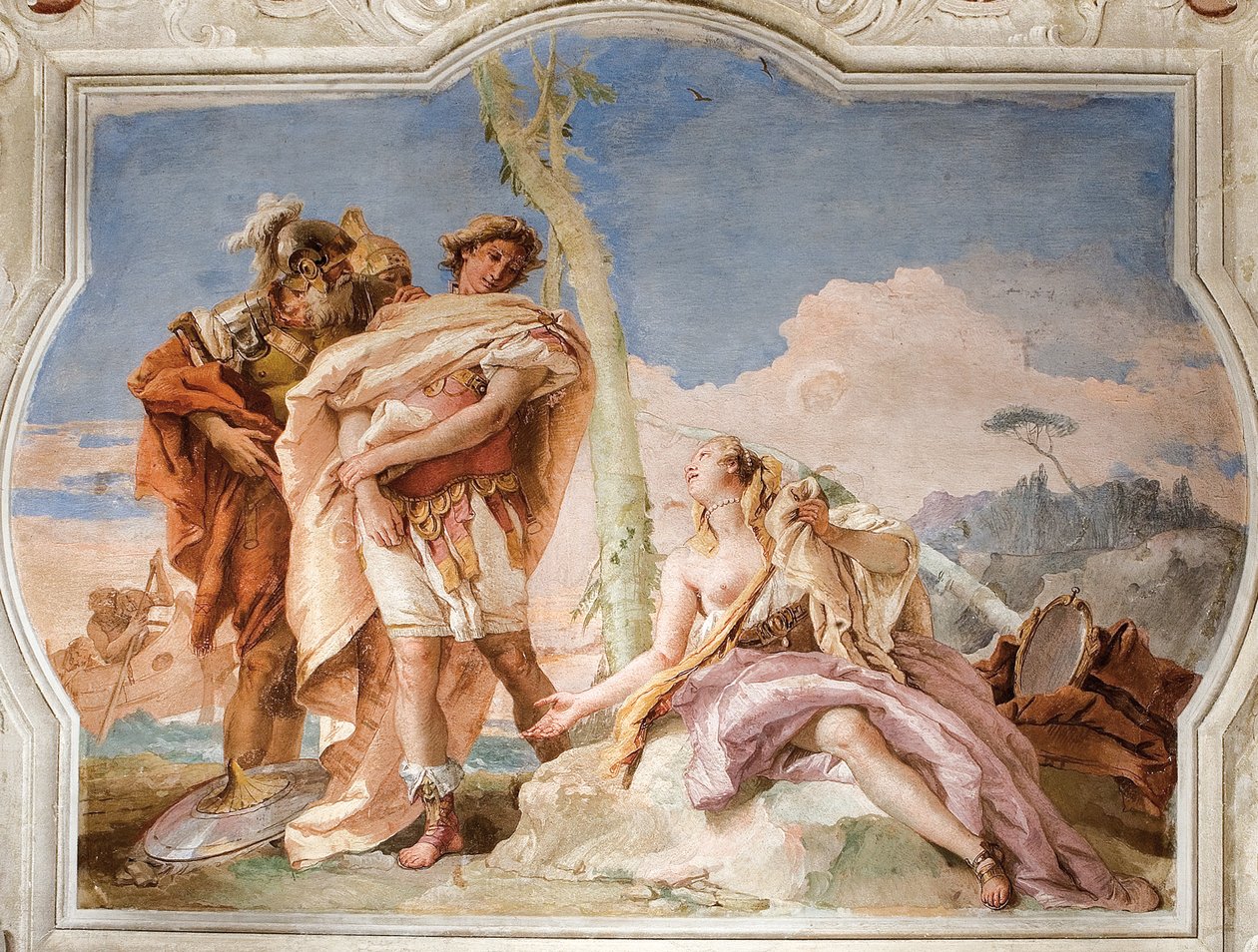 Rinaldo forlater Armida, fra rommet i Jerusalem levert i Palazzina, 1757 av Giovanni Battista Tiepolo