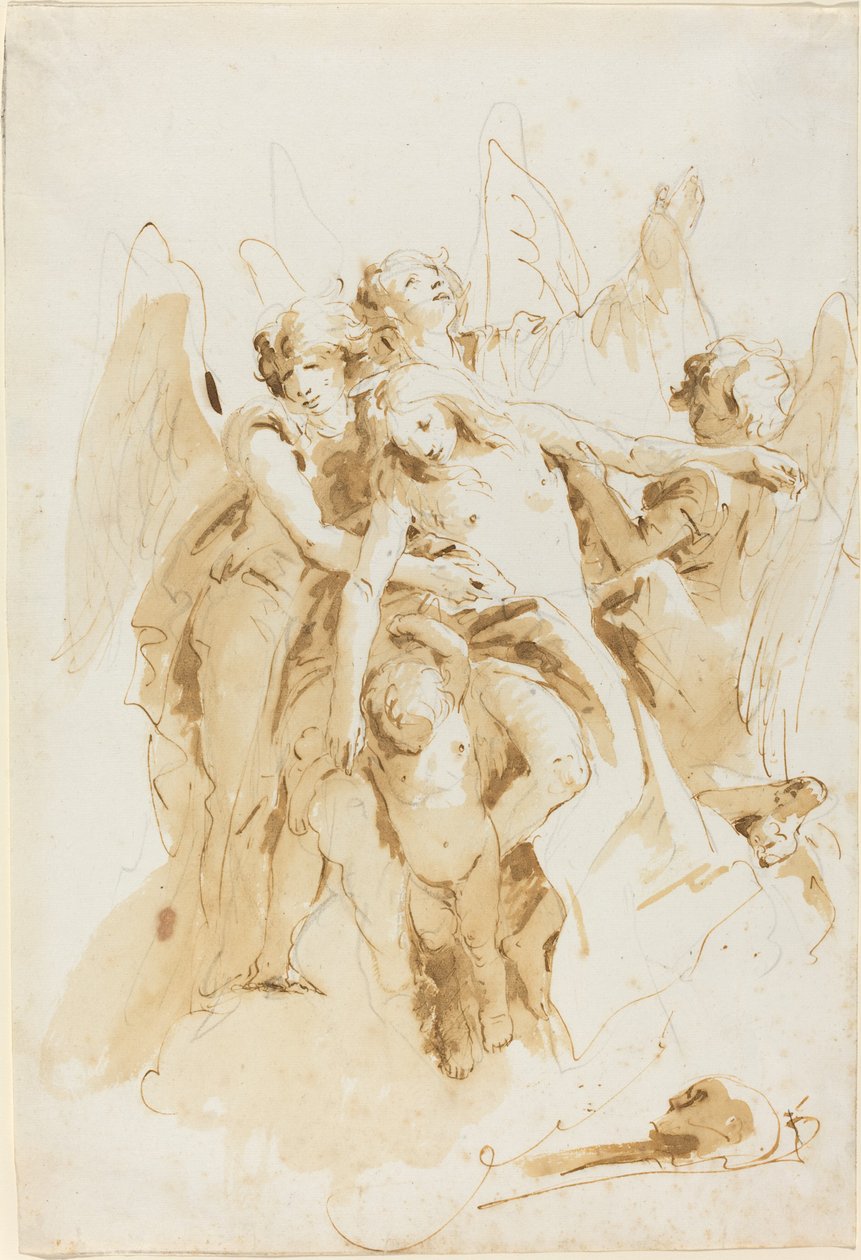 Saint Mary Magdalene løftet av engler av Giovanni Battista Tiepolo