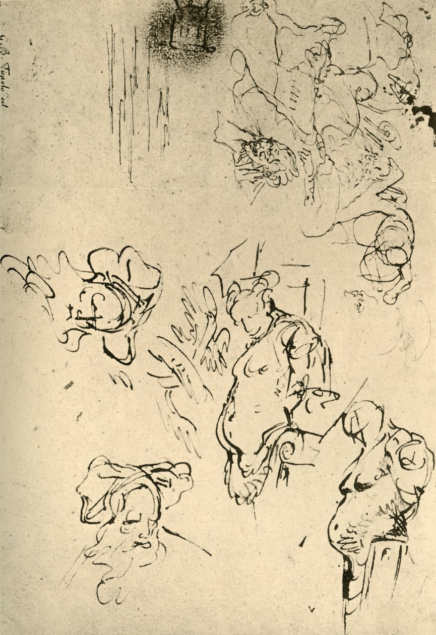 Satyr Herms and Oriental Heads, midten av 1700-tallet, 1928 av Giovanni Battista Tiepolo