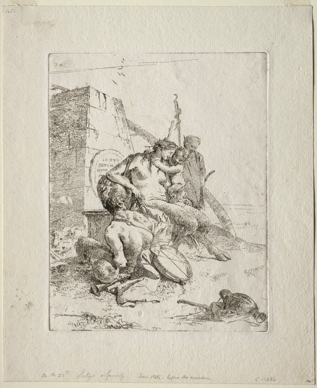 Scherzi: Satyrfamilie med obelisken. av Giovanni Battista Tiepolo
