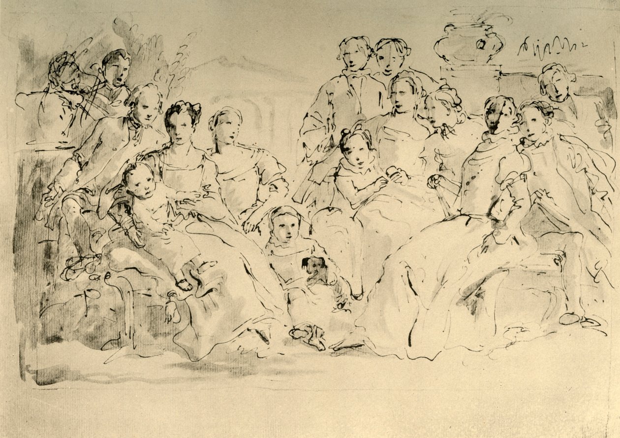 Sketch for a Group Portrait, midten av 1700-tallet, 1928 av Giovanni Battista Tiepolo