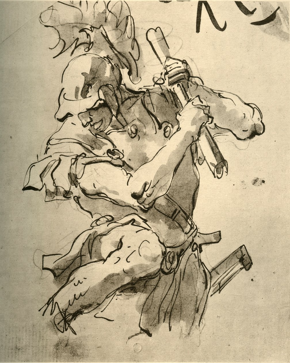 Soldat som løfter armen for å slå, midten av 1700-tallet, 1928 av Giovanni Battista Tiepolo