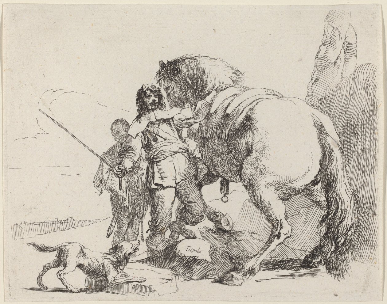 Soldat med hest og ledsager av Giovanni-Battista Tiepolo