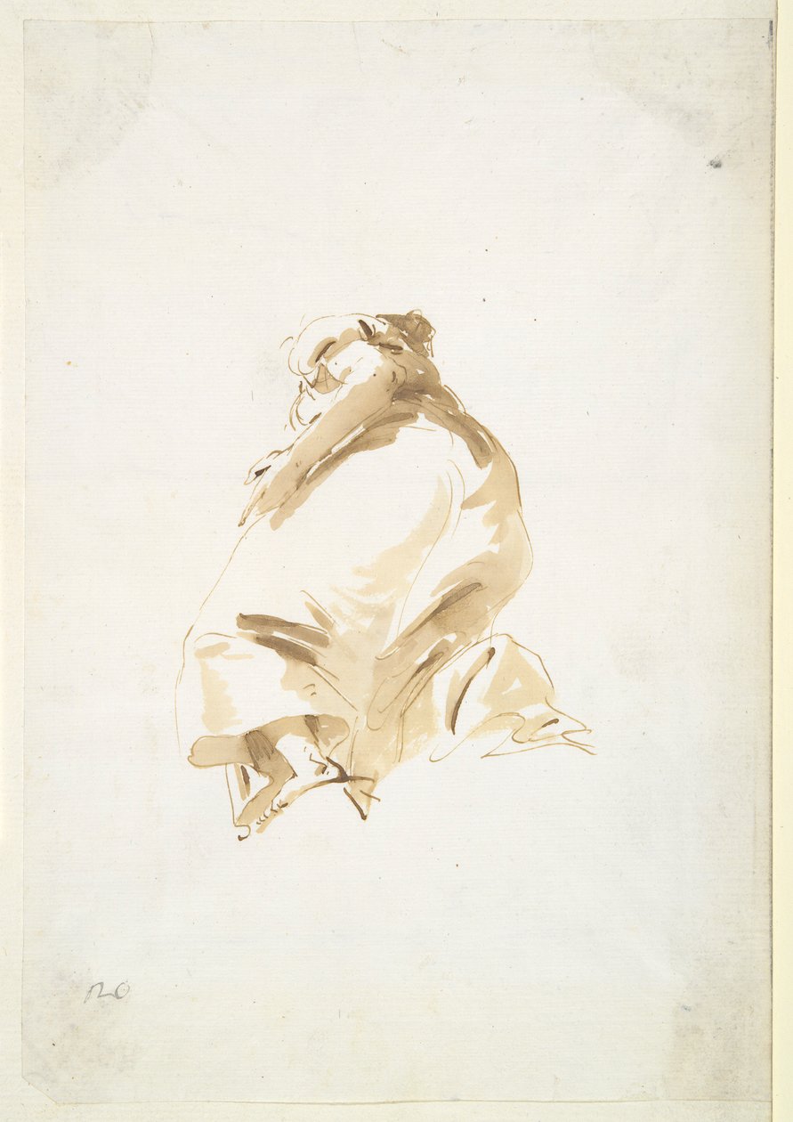 Stående kvinneskikkelse sett bakfra og nedenfra av Giovanni Battista Tiepolo