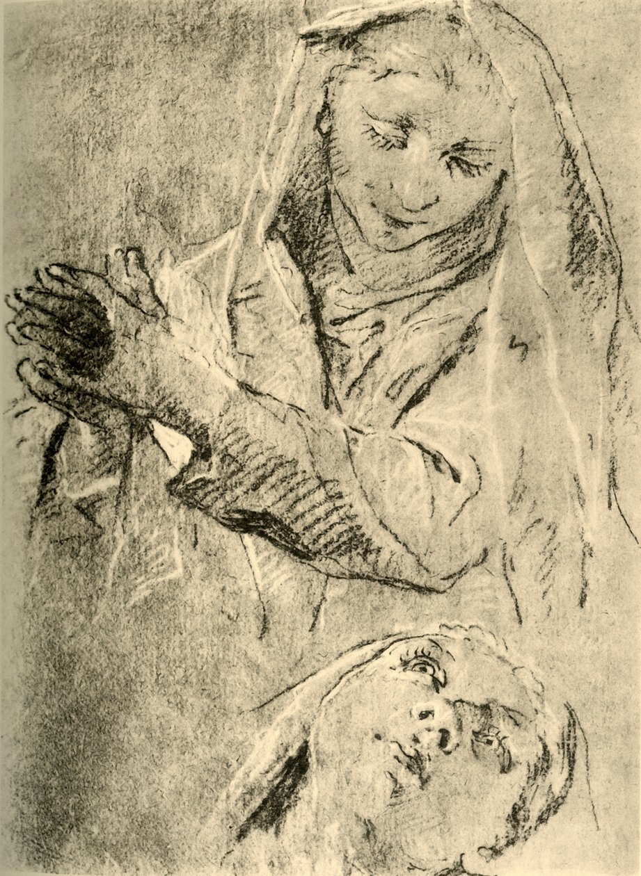 Studier av en Madonna, midten av 1700-tallet, 1928 av Giovanni Battista Tiepolo