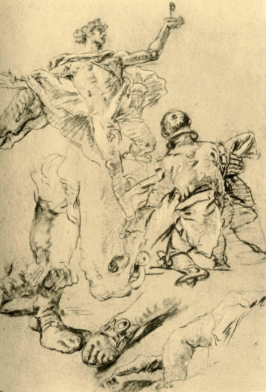 Studer for en side i Kaisersaal, 1751-1752, 1928 av Giovanni Battista Tiepolo