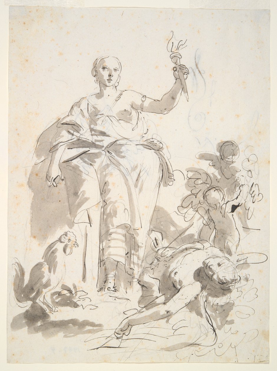 Studie for freskomaleriindustrien Triumphing over Idleness, ved Villa Lochi al Biron av Giovanni Battista Tiepolo