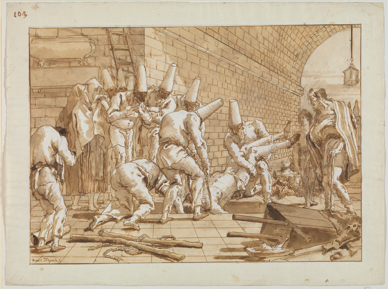 Begravelsen av Punchinello, ca. 1800 av Giovanni Battista Tiepolo
