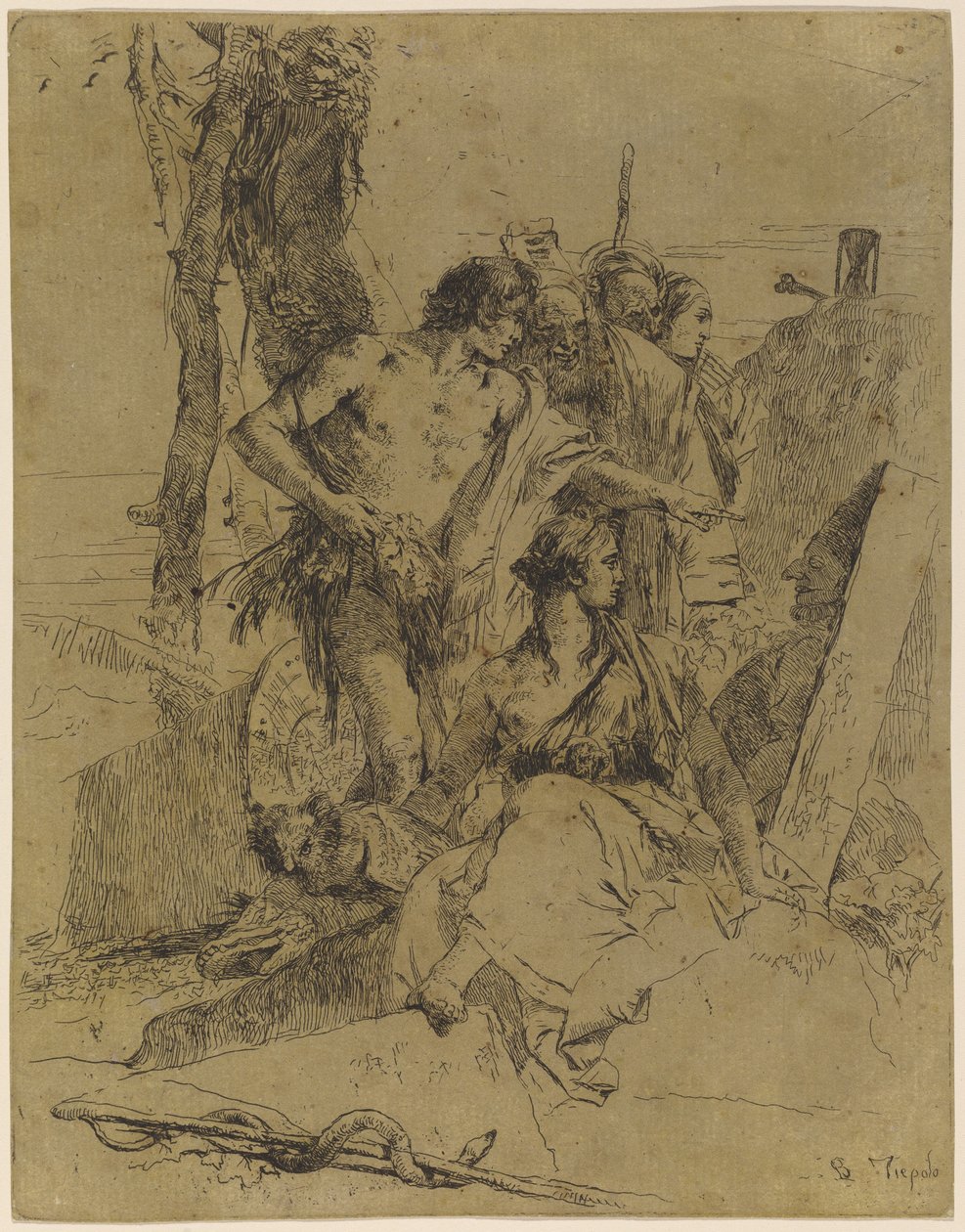 Oppdagelsen av graven til Punchinello av Giovanni Battista Tiepolo