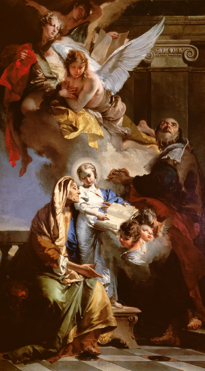 The Education of the Virgin, 1732 (panel) av Giovanni Battista Tiepolo