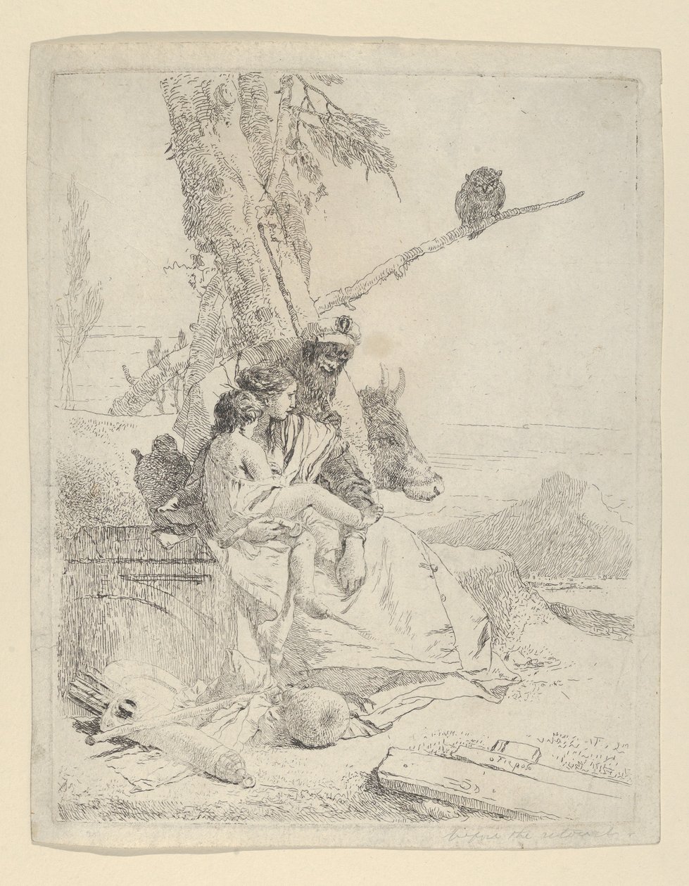 Familien til den orientalske bonden, fra Scherzi, ca. 1740. av Giovanni Battista Tiepolo
