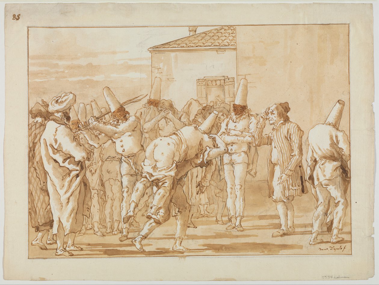 Punchinellos pisking, ca. 1800 av Giovanni Battista Tiepolo
