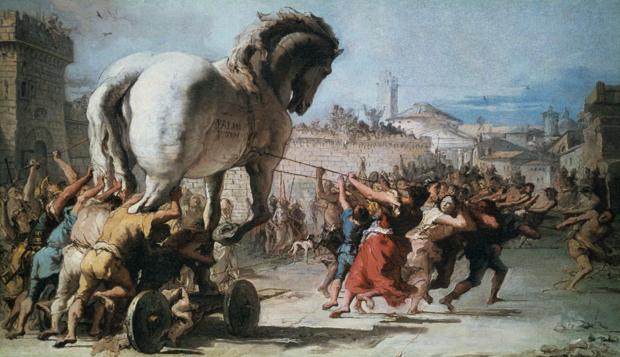 Procession of the Trojan Horse into Troy, c1760 av Giovanni Battista Tiepolo