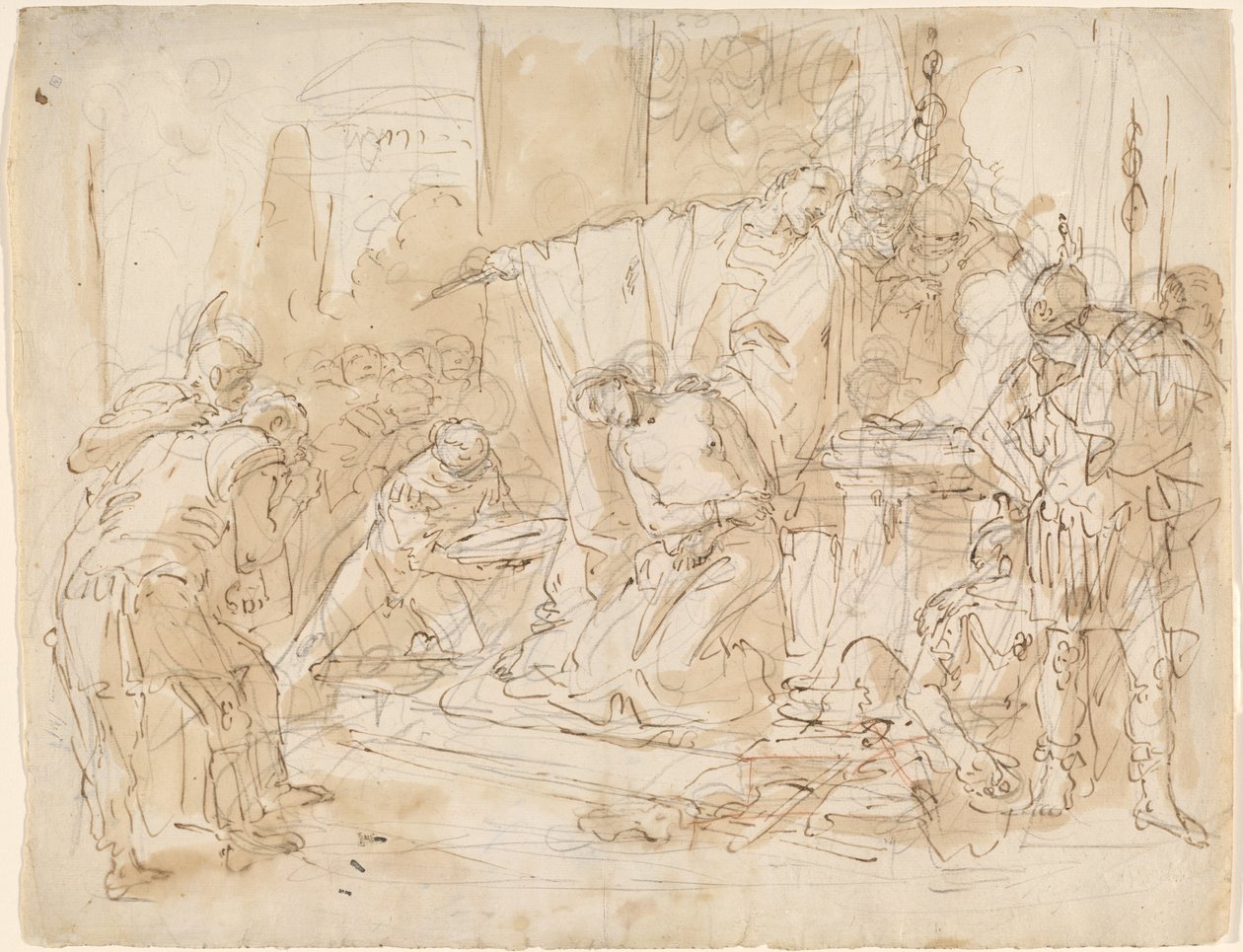 The Sacrifice of Iphigenia (recto) / Studie av en mannlig naken (verso) av Giovanni Battista Tiepolo