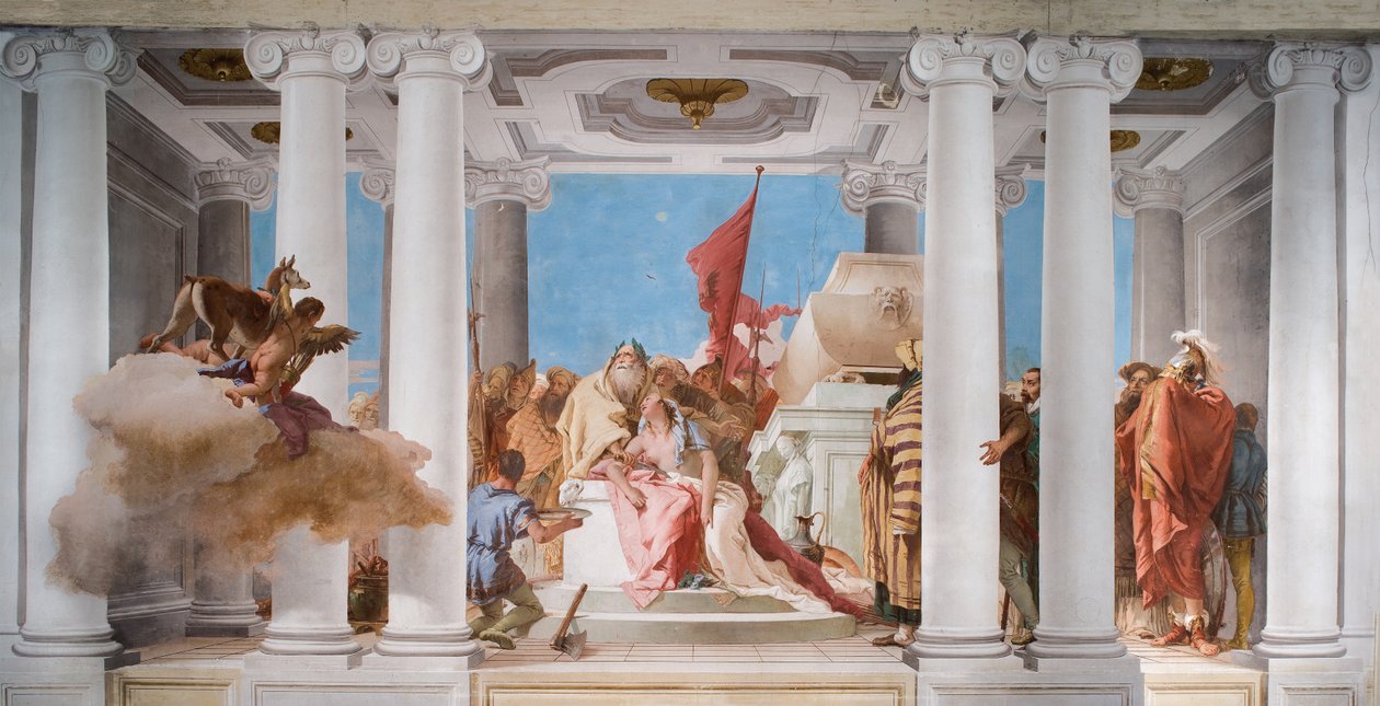 The Sacrifice of Iphigenia, fra inngangshallen i Palazzina, 1757 av Giovanni Battista Tiepolo