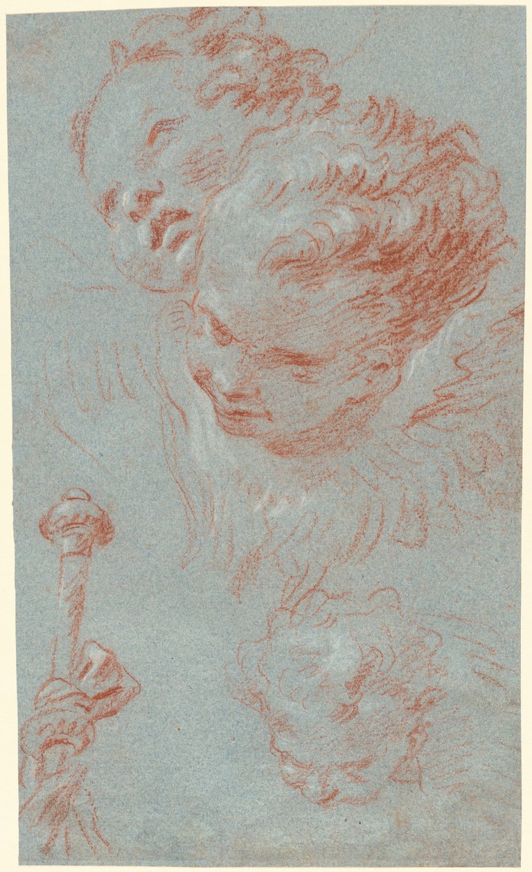 Tre kjeruber og en beribboned stav av Giovanni Battista Tiepolo