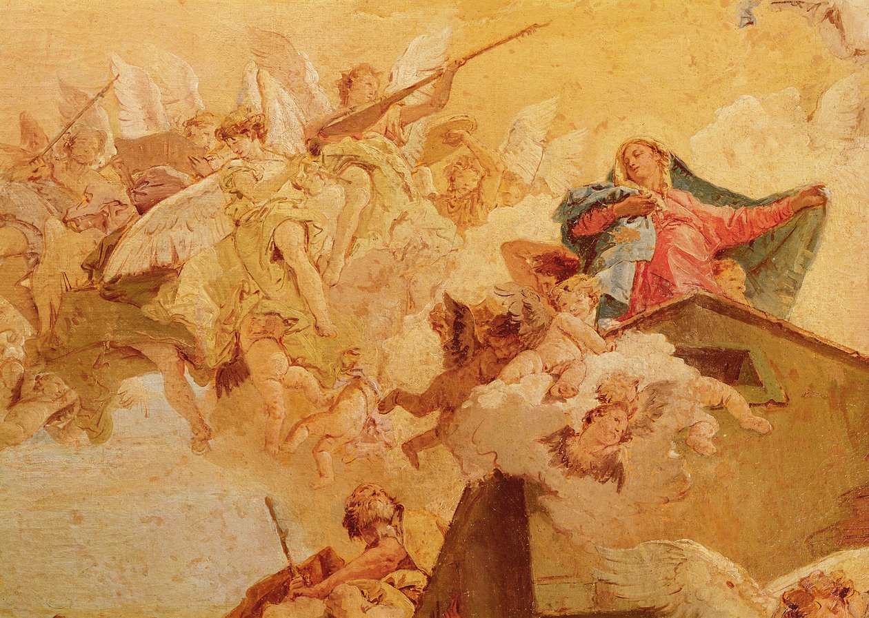 Oversettelse av Det hellige hus fra Nasaret til Loreto, detalj av jomfruen av Giovanni Battista Tiepolo