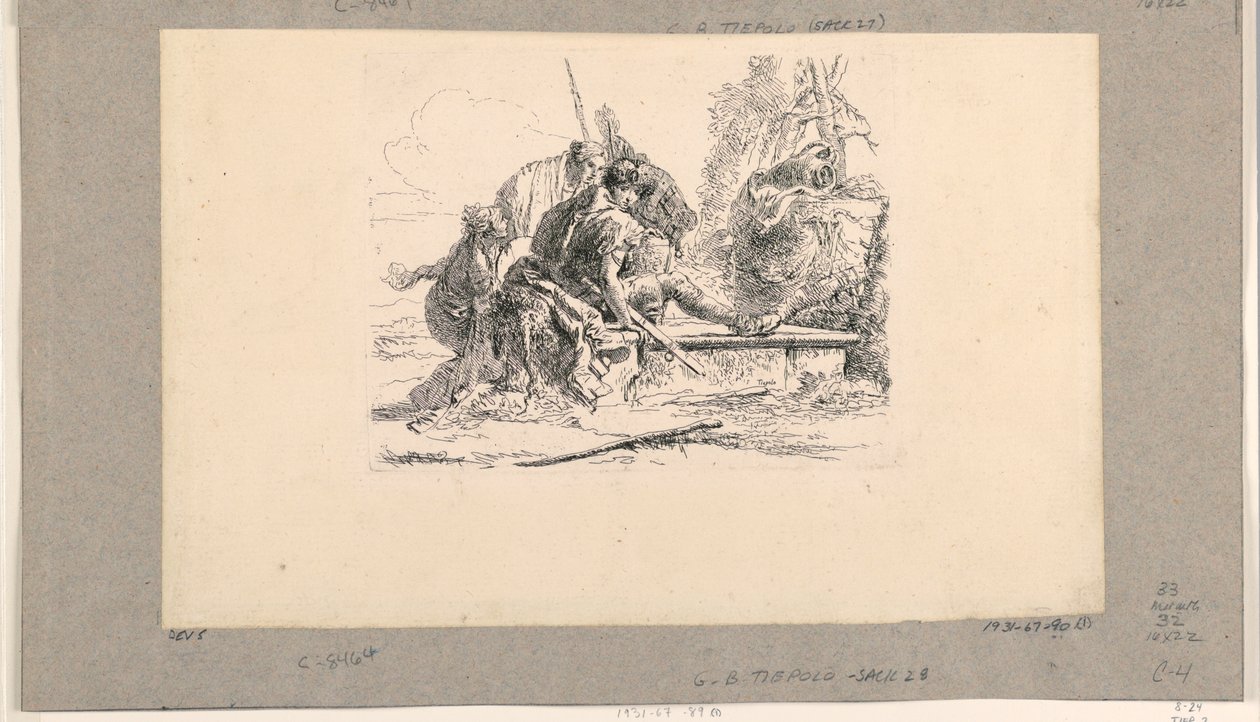 To soldater og to kvinner, fra Vari Capricci av Giovanni Battista Tiepolo