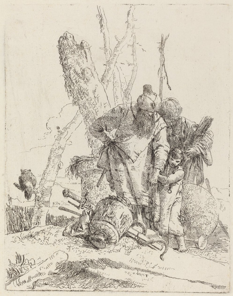 To turbanede tryllekunstnere og en gutt av Giovanni Battista Tiepolo