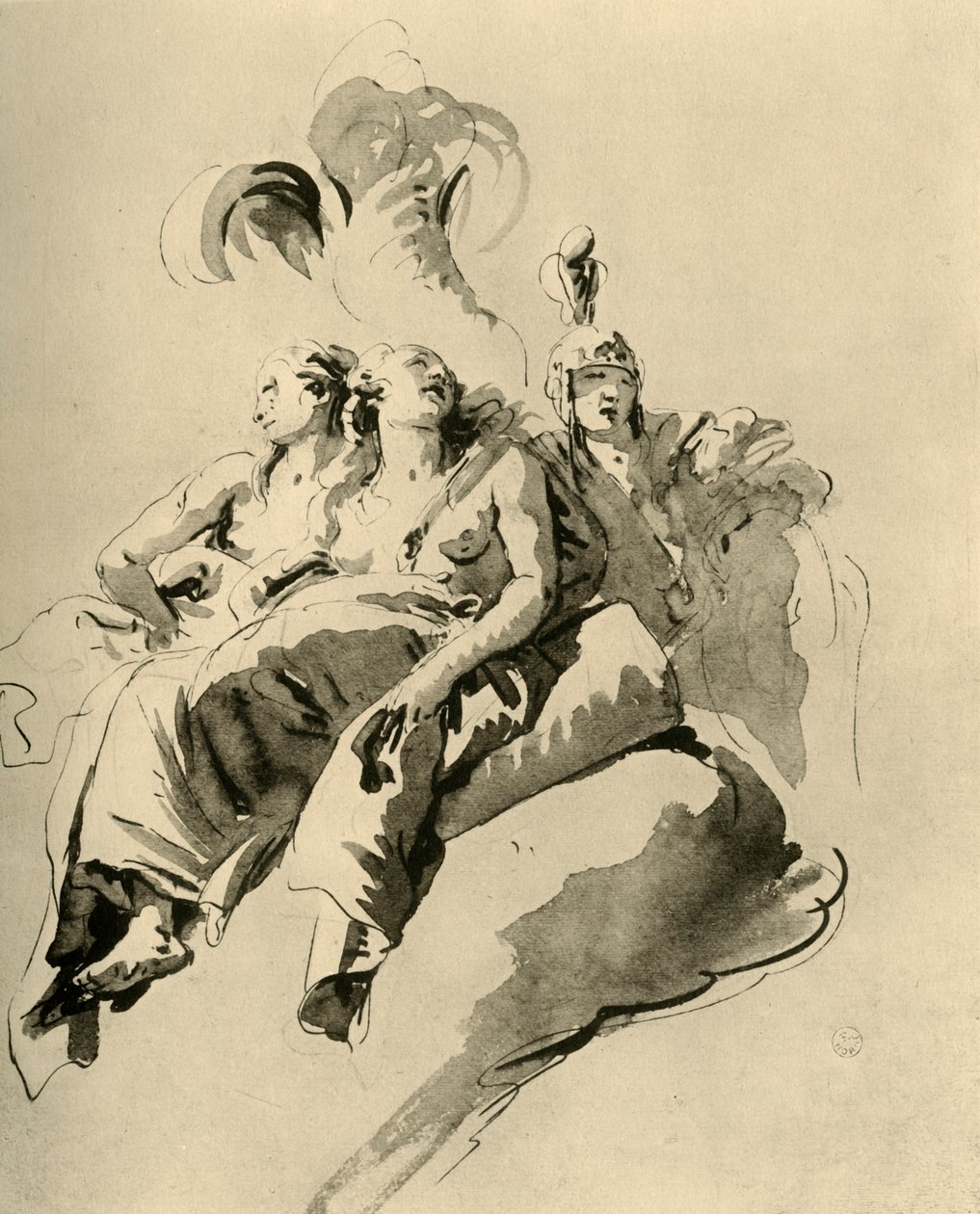 To unge kvinner og en soldat, midten av 1700-tallet, 1928 av Giovanni Battista Tiepolo