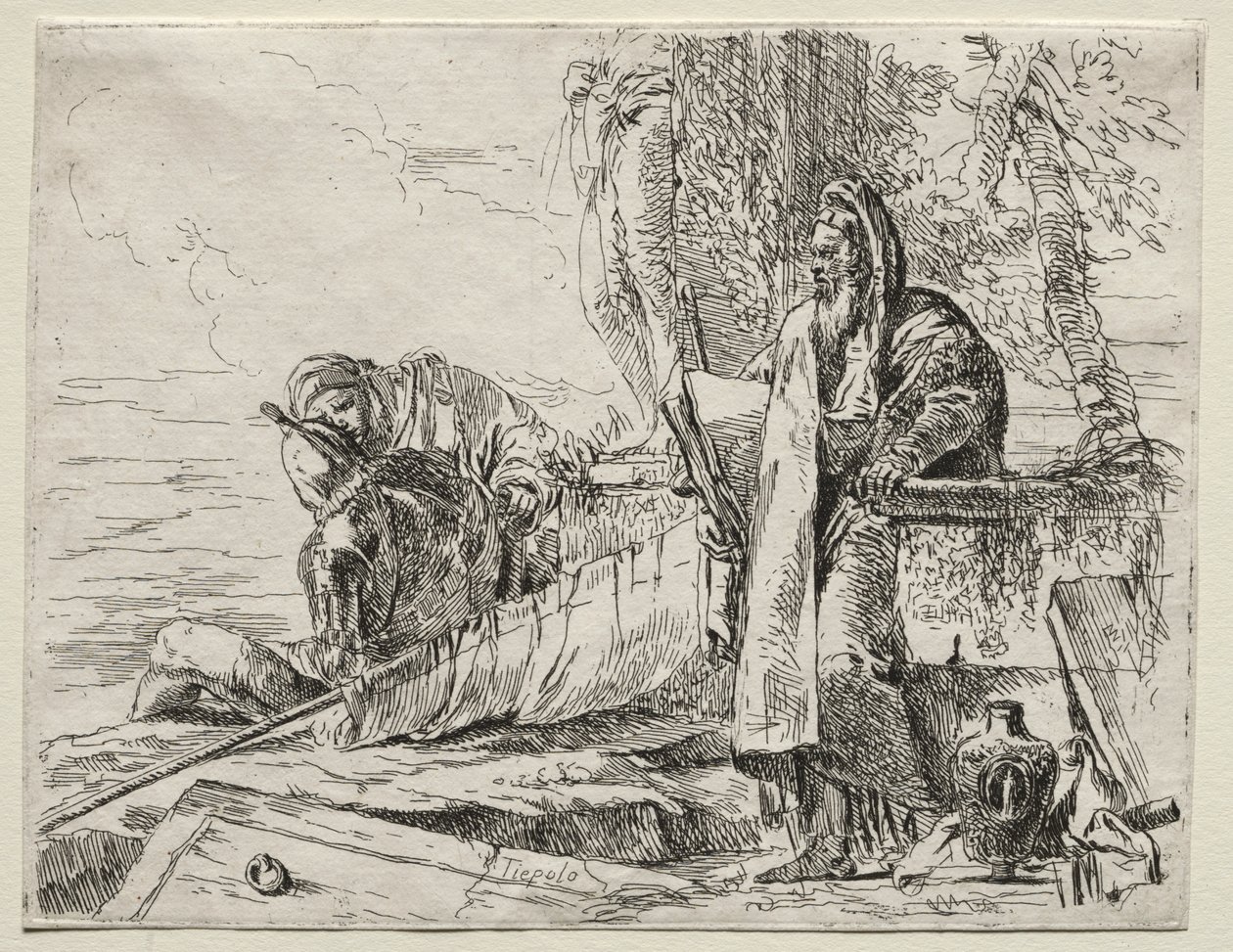 Ulike caprices: Filosofen som holder en bok av Giovanni Battista Tiepolo