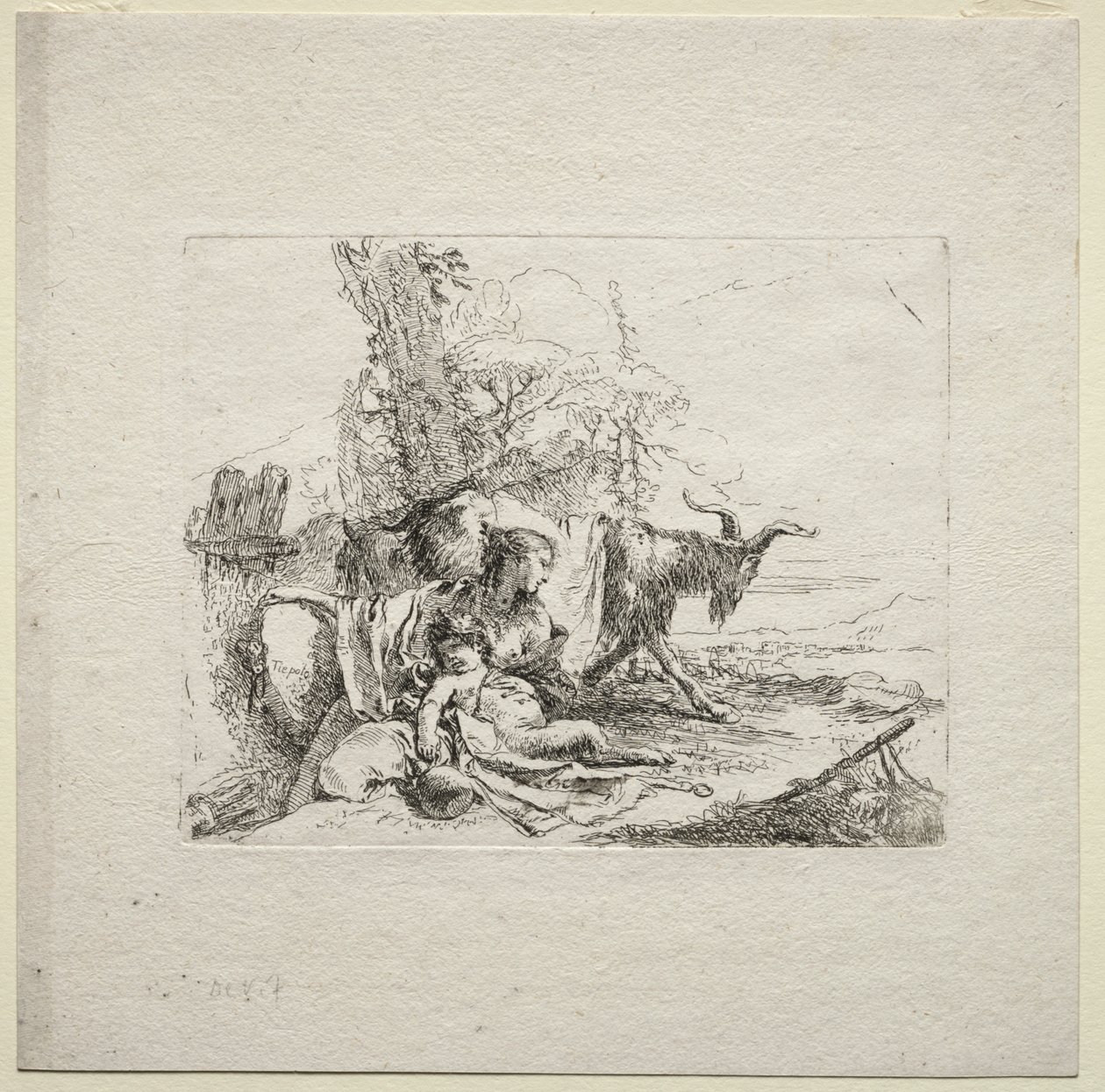 Diverse Caprices: Kvinnen med tamburin av Giovanni Battista Tiepolo
