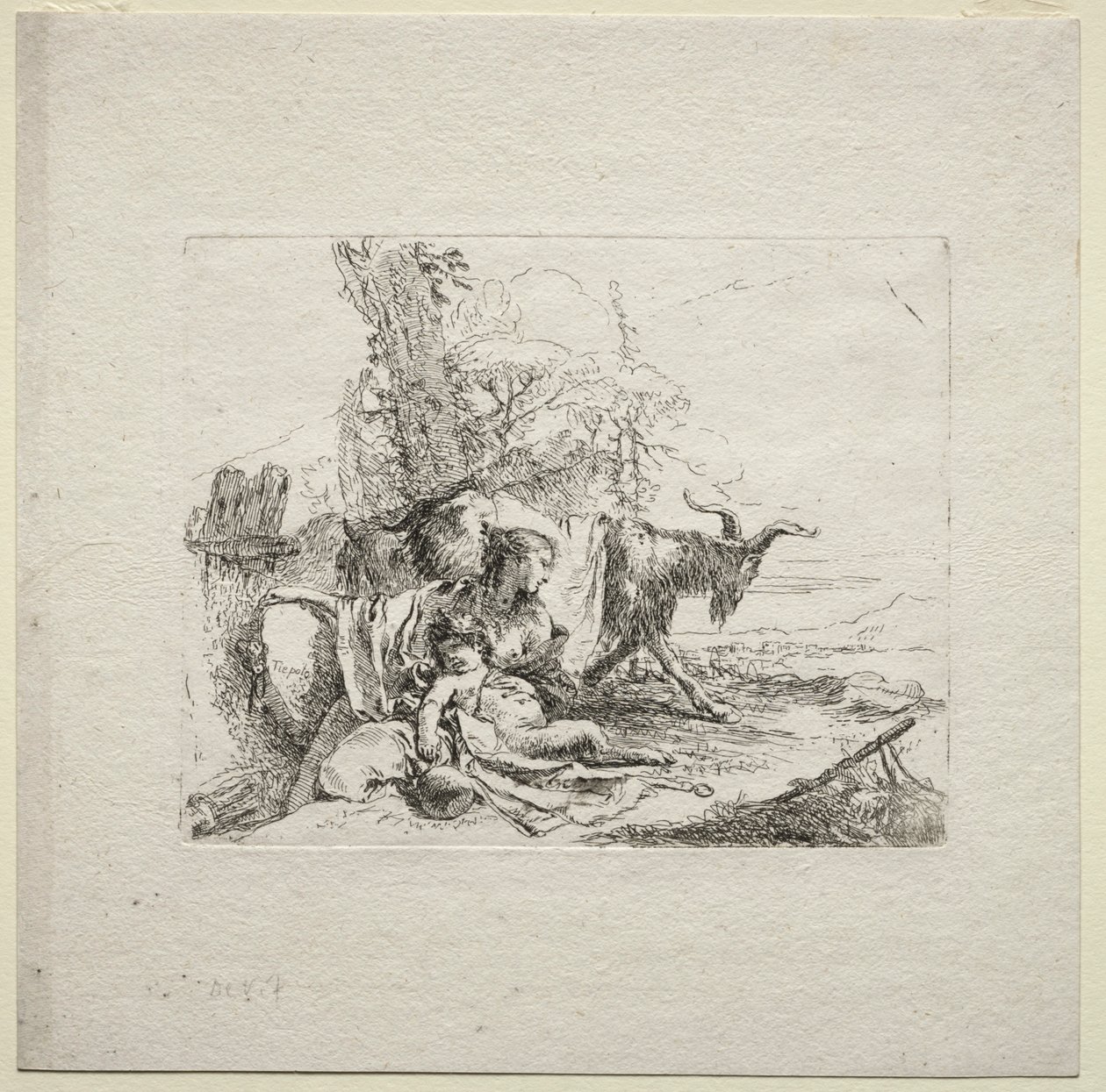 Ulike caprices: Kvinnen med tamburin, 1785. av Giovanni Battista Tiepolo