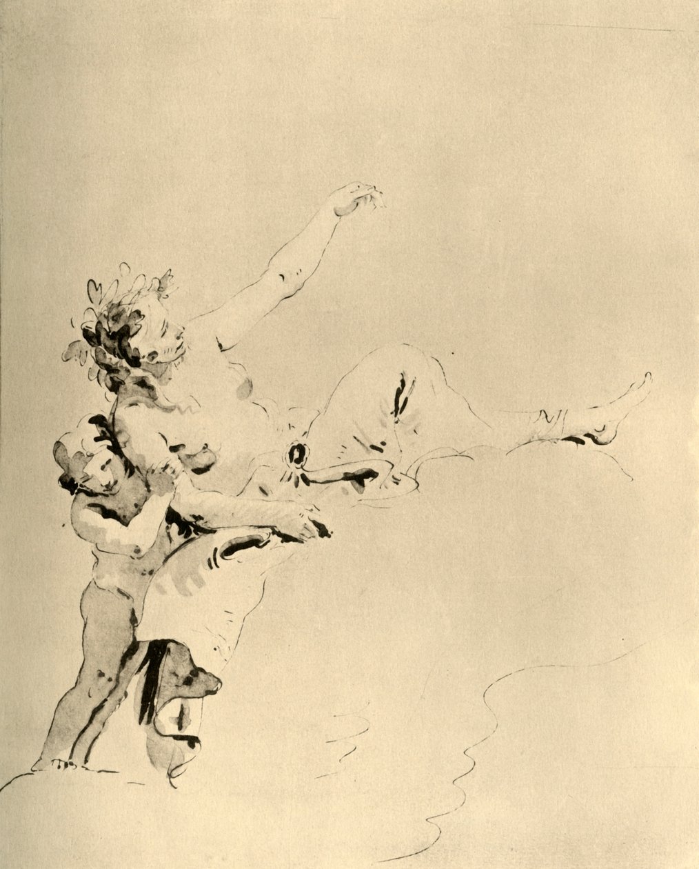 Kvinne hviler på skyer og støttet av en amor, midten av 1700-tallet, 1928 av Giovanni Battista Tiepolo